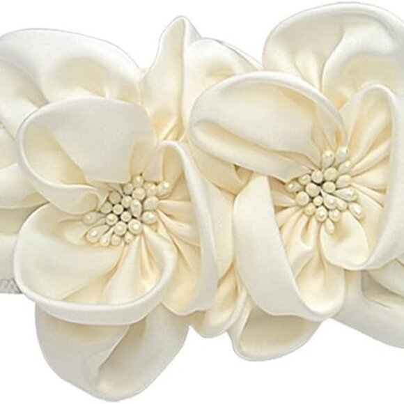 Women's Elastic Chunky Waist Belt with Big Flower for Dresses and Outfits - Picture 1 of 7